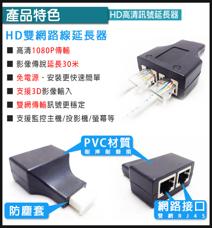監視器周邊 KINGNET 1080P 30米 HDMI延長器 HDMI信號放大器 雙網路線延長器30米 HDMI轉RJ45