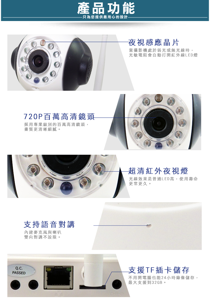 監視器攝影機 KINGNET 10顆紅外線燈監視器 攝影機 紅外線 插卡 720P 監視設備 監視批發 居家看護