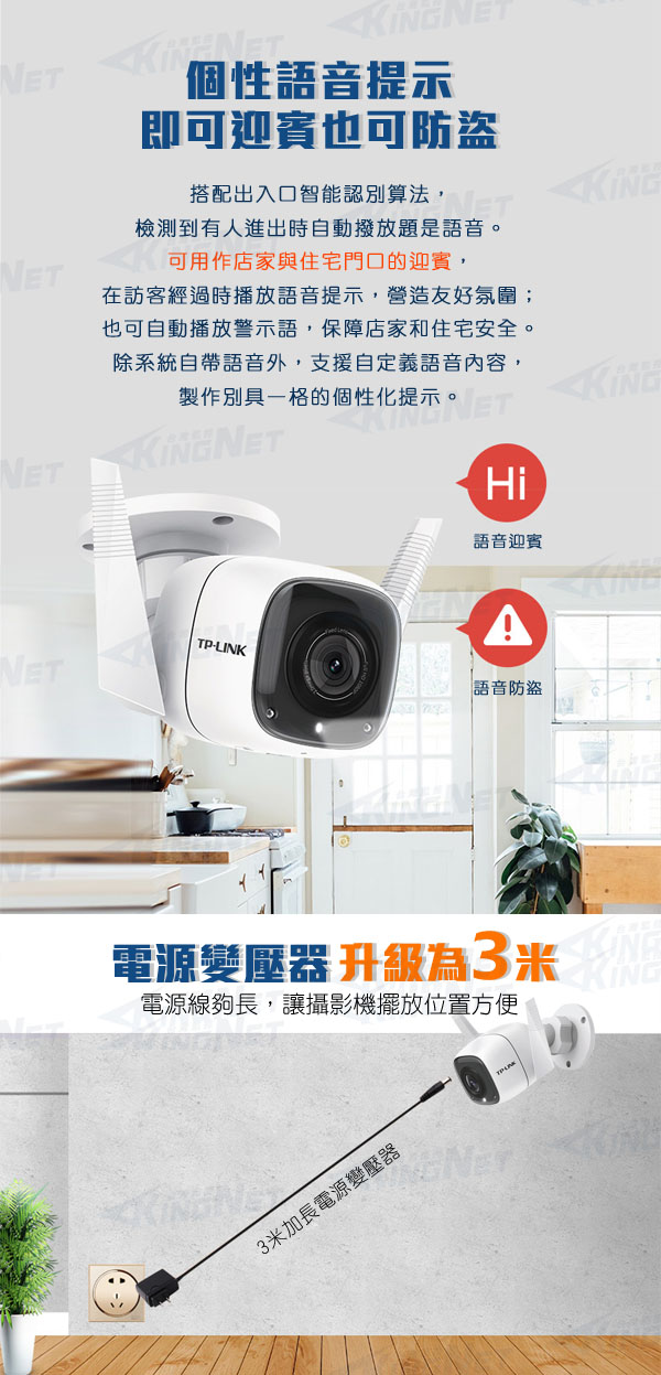 監視器攝影機 KINGNET TP-Link 網路攝影機 IP WIFI無線監控 戶外型 防水鏡頭 1080P 紅外線夜視 TL-IPC62C