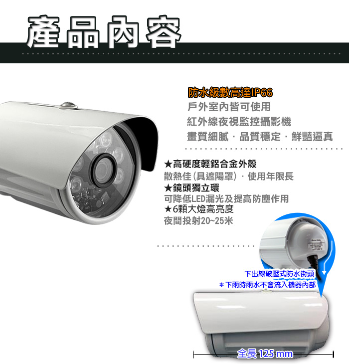 監視器攝影機 KINGNET 高清 1000條 夜視48燈 防水紅外線攝影機 高解析 1000TVL 防水IP67